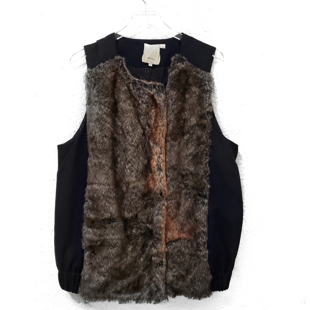 Anthropolgie Elevenses Blue Faux Fur Freja Vest